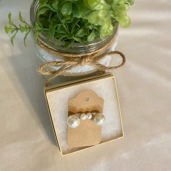 Best Seller! Minimalist Double Sided Pearl Earrings, Gift Post Bead Earrings - Picture 7 of 9